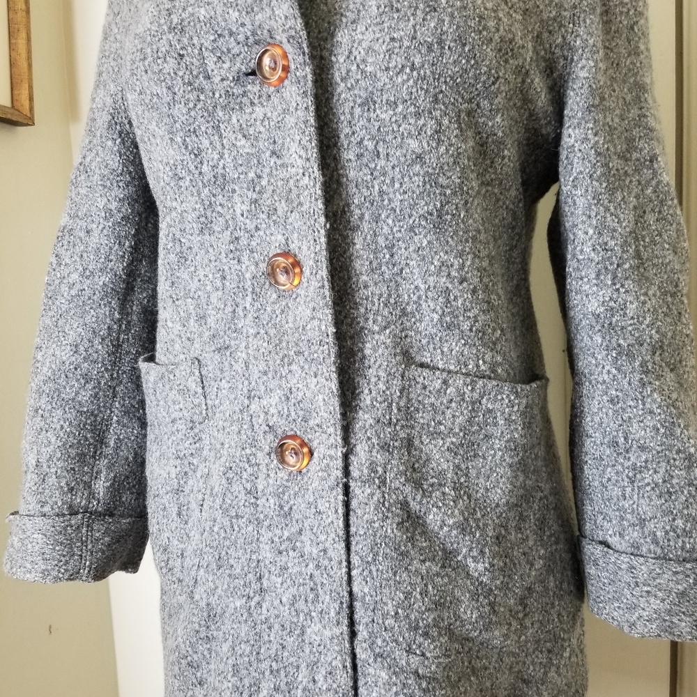 Utex Gray Boiled Wool 3 Button Long Sleeve Button… - image 3